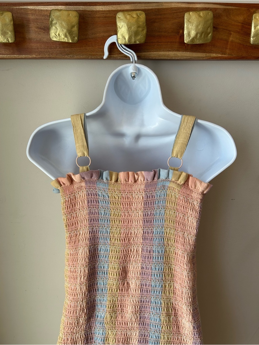 Y2K Smocked Babydoll Dress Fairycore Coquette Pastel Colours - Size Medium - Picture 7 of 15